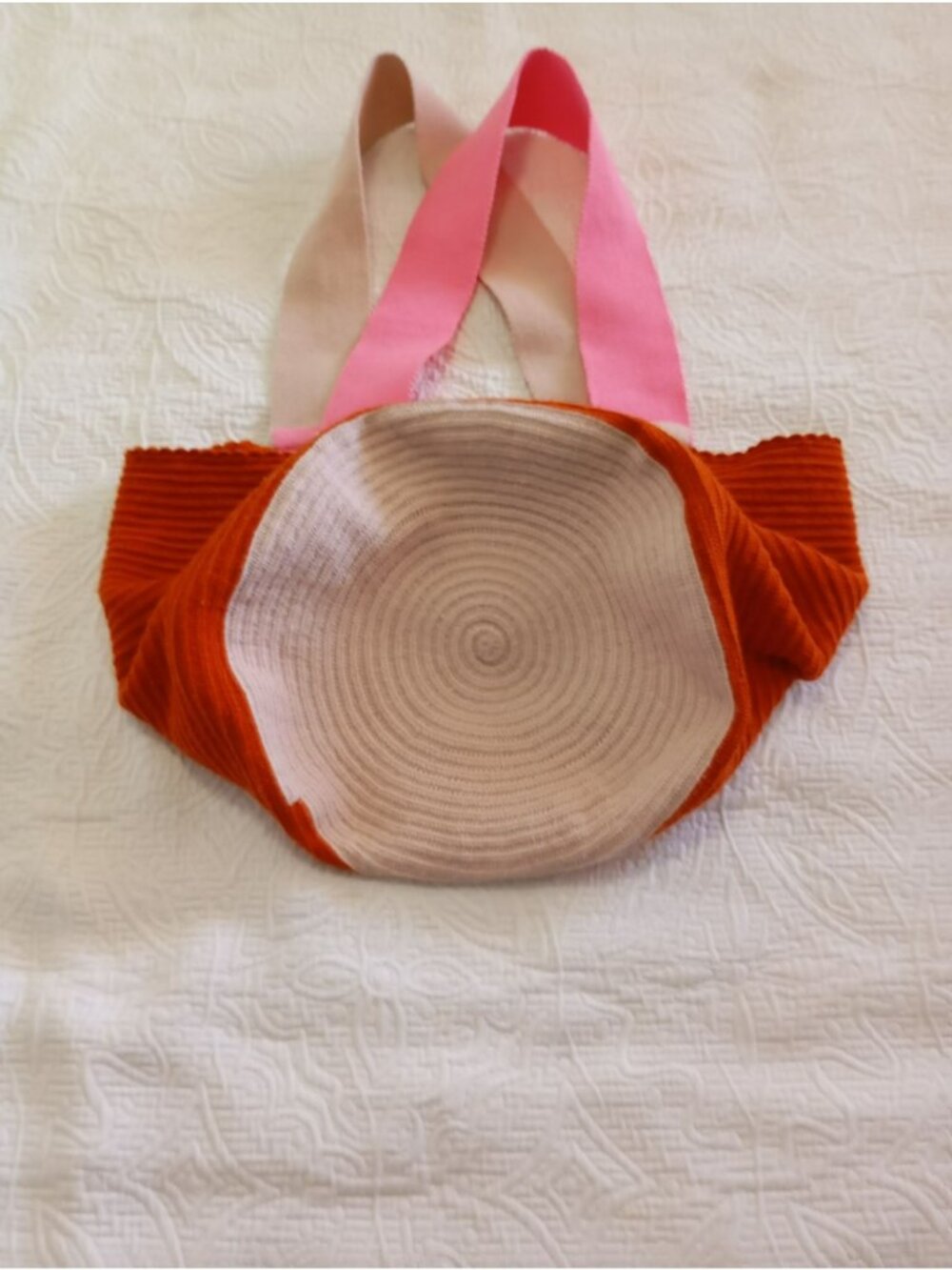 Sophie Anderson Handmade Knit Tote Bag Orange & Pink Width Lightweight & Durable - Picture 5 of 9